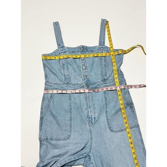Madewell Light Wash Blue Stitched Strap Utility Pocket Denim Jumpsuit Size 14 - Picture 9 of 16
